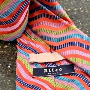 Altea Milano Multi-Color Abstract Stripes Silk Tie